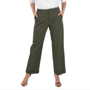 NWT Aspesi Cuffed Wide Leg Pants Womens 38 2 Green Argilla High Rise Trouser NEW